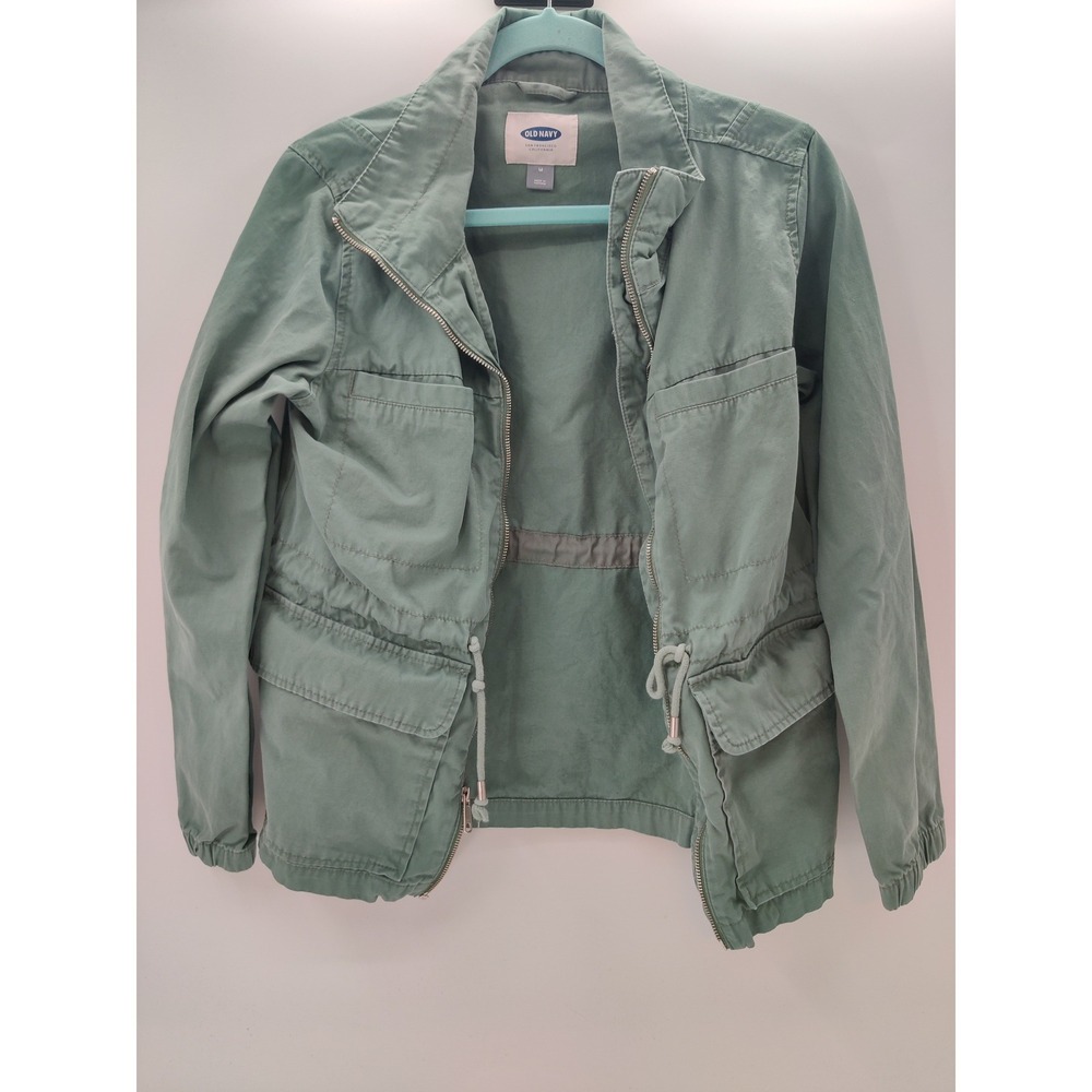 Old Navy Womens Utility Field Jacket Sage Green Cotton Full Zip Size Medium